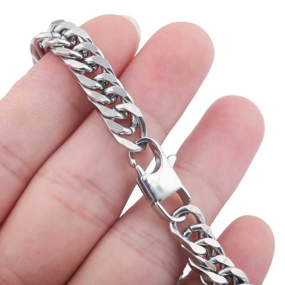 Stainless Steel Man Chain Bracelet Male Double Cube Link Chain On Hand Hip-hop Punk Style Bracelet For Men Jewelry Colar GiftsX240913