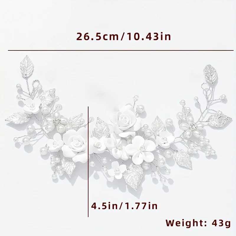 Ceramic Flower Hair Bands for Women Hair Wedding Accessories Bridesmaid Gifts Pearl Bridal Headband Elegant Wedding HeaddressX240913