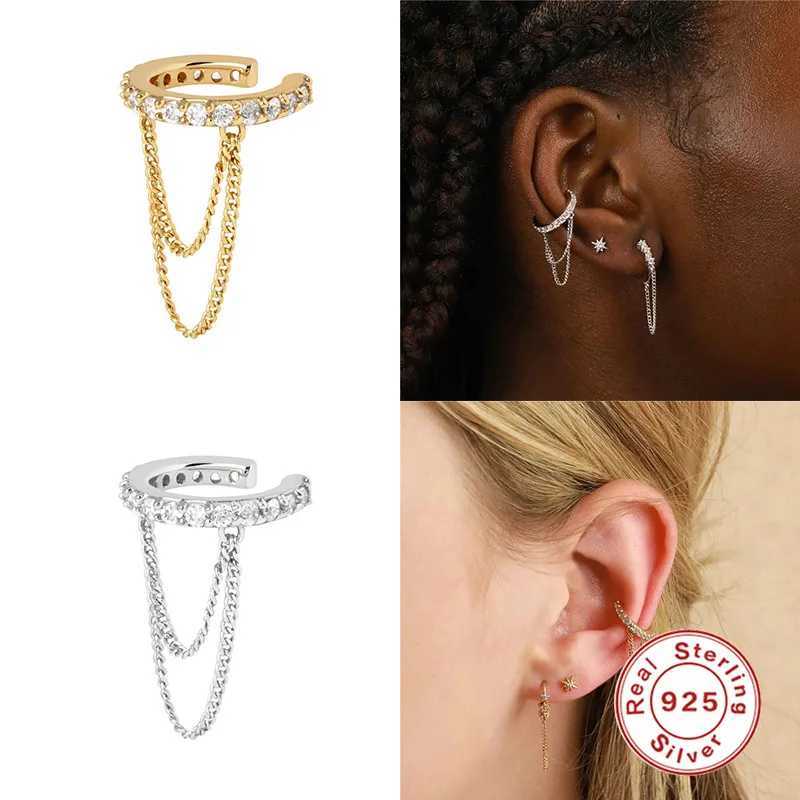 BOAKO Real 925 Sterling Silver 2021 Trend Earring For Women 1Pc Double Tassel Ear Clip Piercing Boucle Oreille FemmelX240913