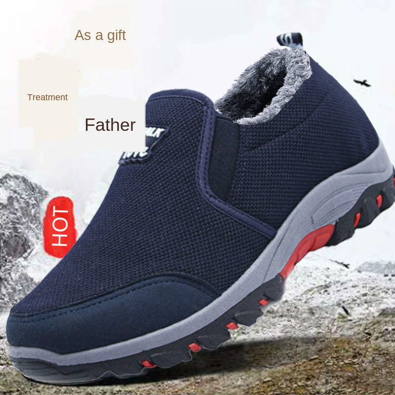 Winter Cloth Men's Fleece Warm Leisure for the Old Non-Slip Wear-Resistant Soft Bottom Dad Cotton Shoes cc56