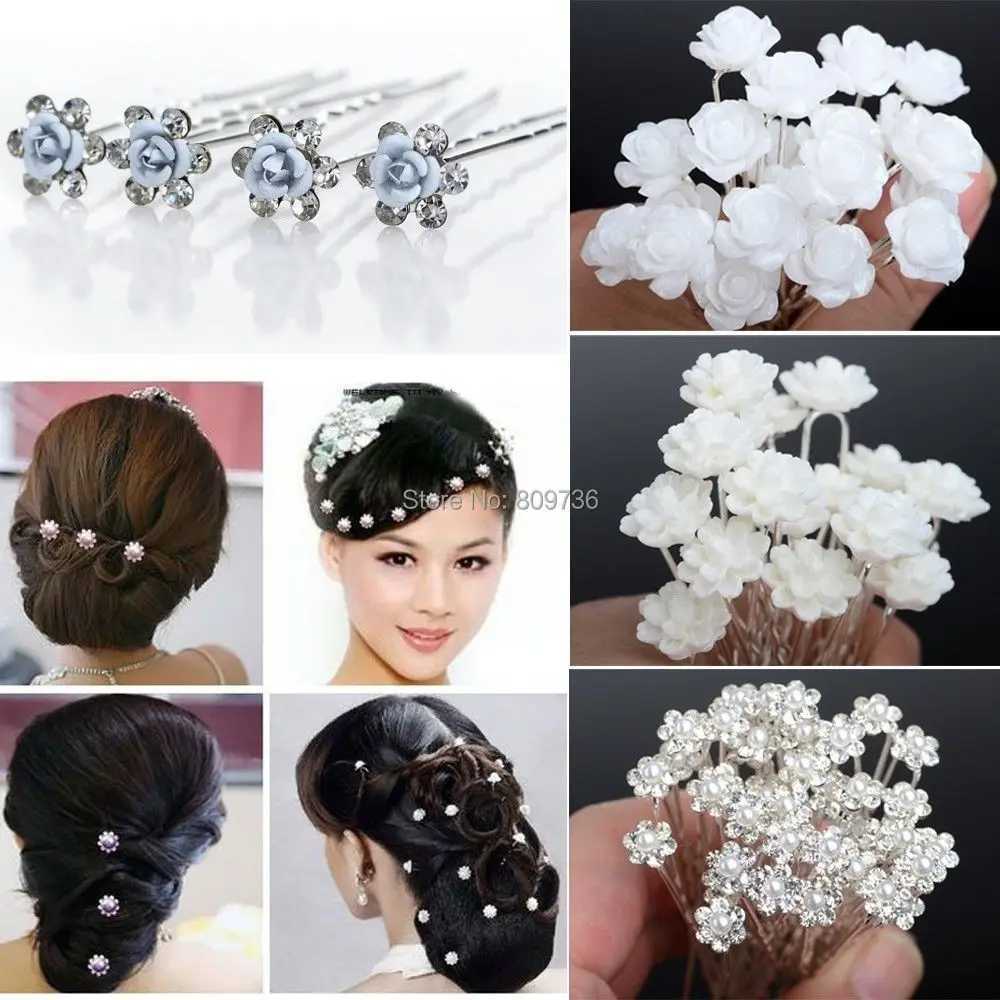 20PCS Wedding Bridal Pearl Hair Pins Flower Crystal hairpin Hair Clips Bridesmaid Jewelry Accessories Wholesale Drop ShipX240913