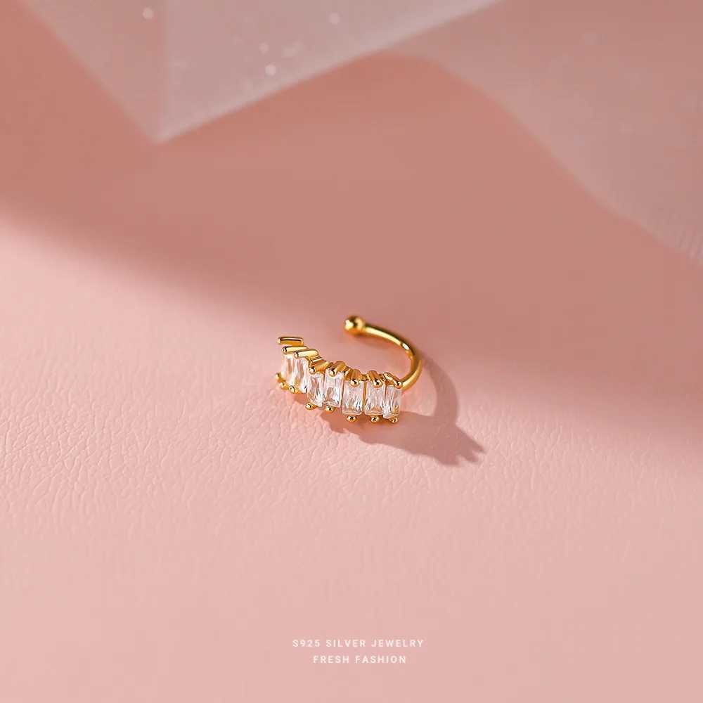 Girls Real 925 Sterling Silver French Square Zircon No Ear Piercing Earrings Gift for Women Girls Party Fine Jewelry GiftX240913