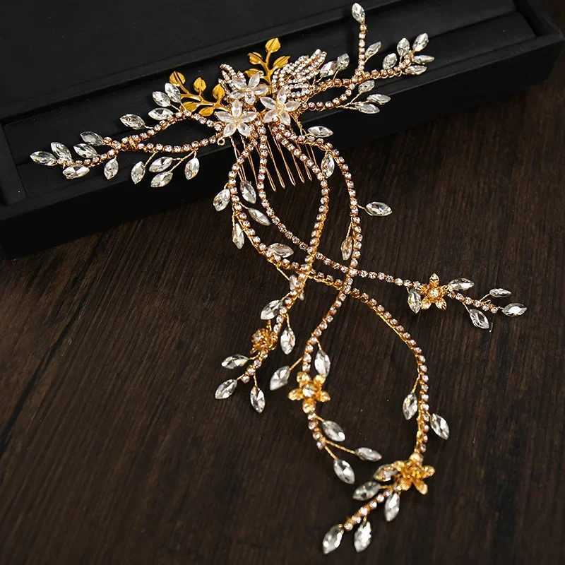 Wedding Hair Comb Accessories Crystal Pearl Hair Belt Wedding Bridal Hair Ornament Jewelry Bride Long Headdress HeadbandsX240913
