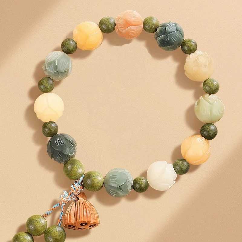 Xizang Buddha Bodhi Lotus Bead Bracelet Wood Bead Buddha Prayer Bracelet Men Yoga Alleviates Anxiety Charm Jewelry W240913