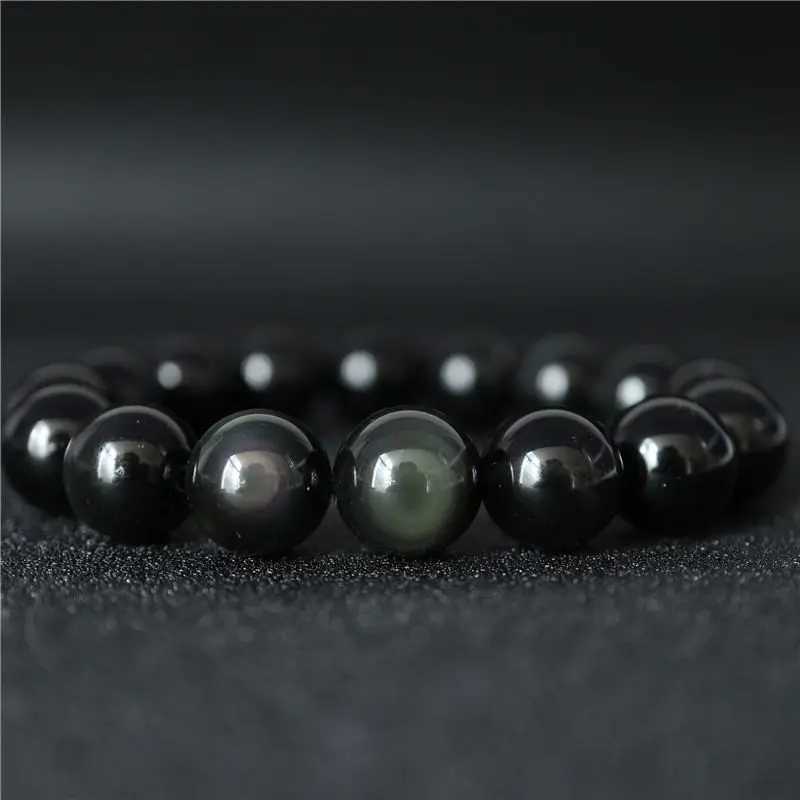 BB-500 natural obsidian bead bracelet suitable for women 8mm 10mm W240913