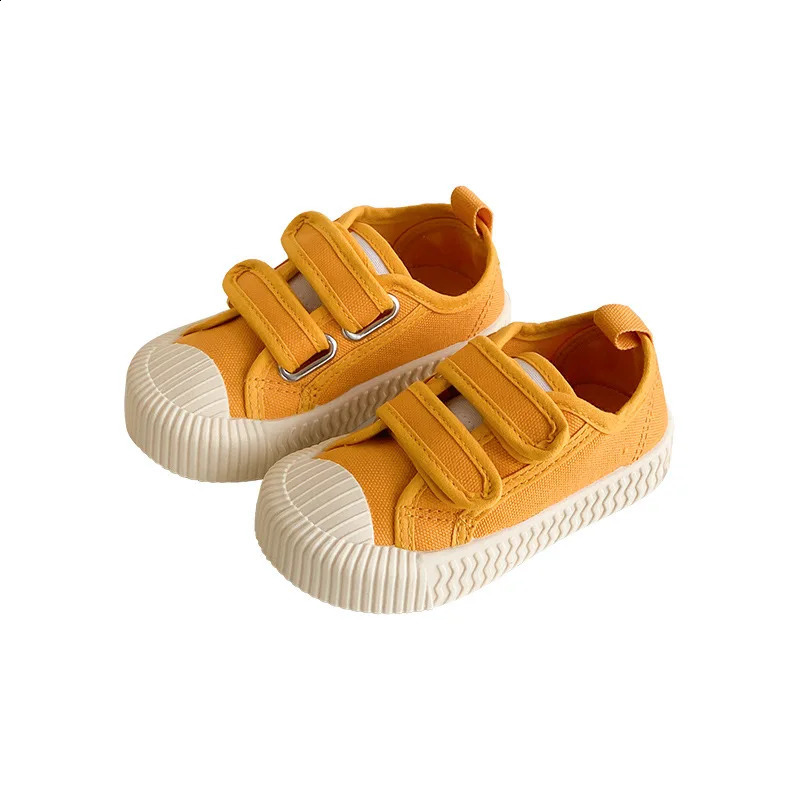 Children Canvas Shoes for Boys and Girls Spring Autumn Hook and Loop Shoes Soft Bottom Breathable Toddler Baby Biscuit Shoes 250319