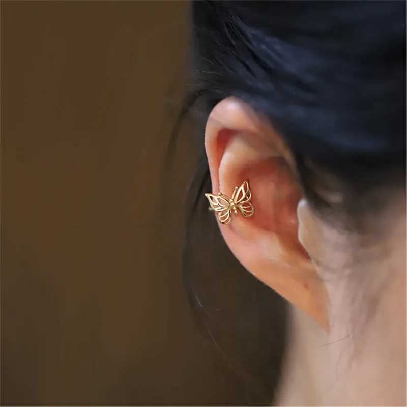 S925 Sterling Silver Plated 14K Gold Ear Bone Clip No Pierced Ears Korean Sweet Temperament Butterfly Earrings for Women JewelryX240913