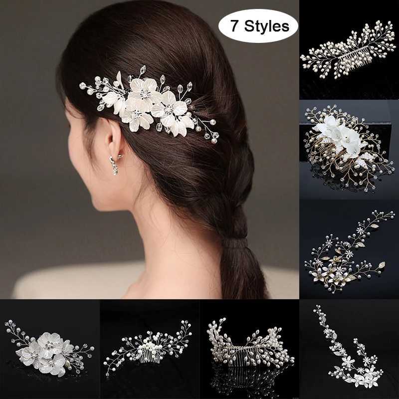 Wedding Elegant Crystal Bride Hair Comb Headwear Flashing Ornaments Rhinestone Pearl Bridal Hair Clip Accessories JewelryX240913
