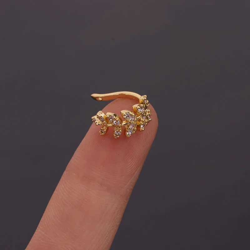 1PC Fake Piercing Ear Clip Stainless Steel Leaf Earrings Geometry Zircon Cuffs Ring For Women 2023 Trending Fake PIERC JewelryX240913