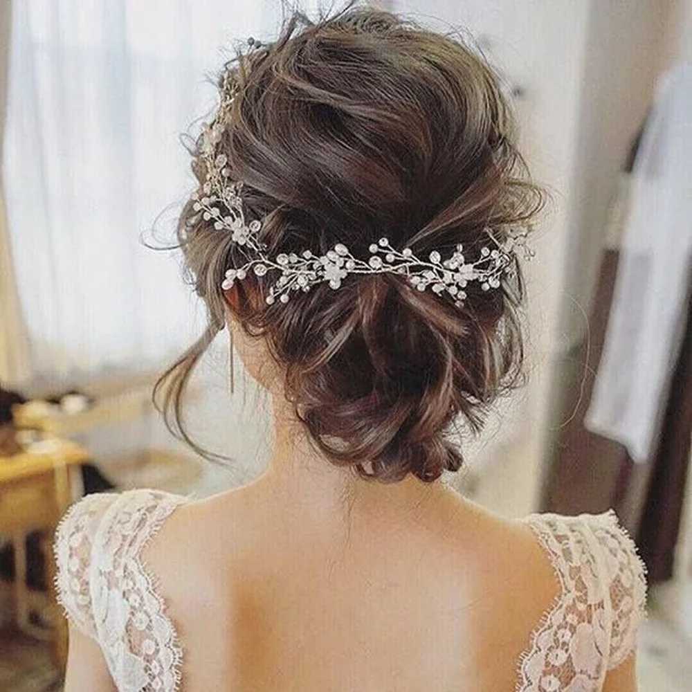 Crystal Pearl Bridal Tiaras Hairbands Hairpins Bridesmaid Diamante Hair Vine Accessories Wedding Jewelry HeadwearX240913
