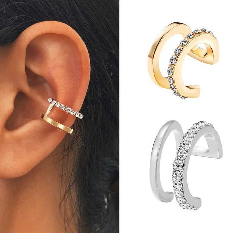Double-Layered U-Shaped Ear Clip European And American Simple Diamond Ear Clip Suitable for womens non perforated earringsX240913