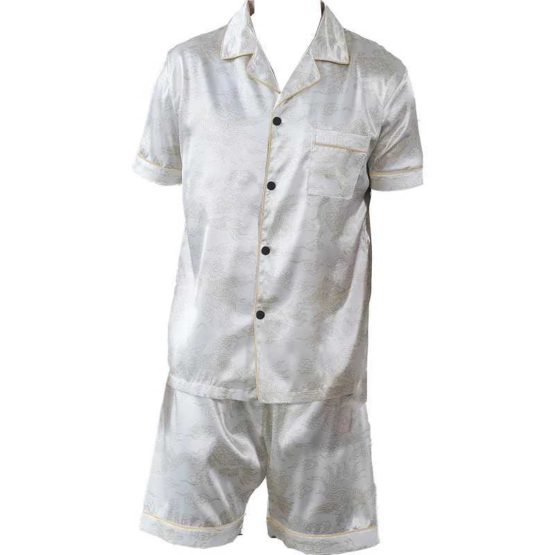 Two piece sets for mens pajamas summer short sleeved shorts auspicious cloud pattern printed home clothing sleepwear set Y240913