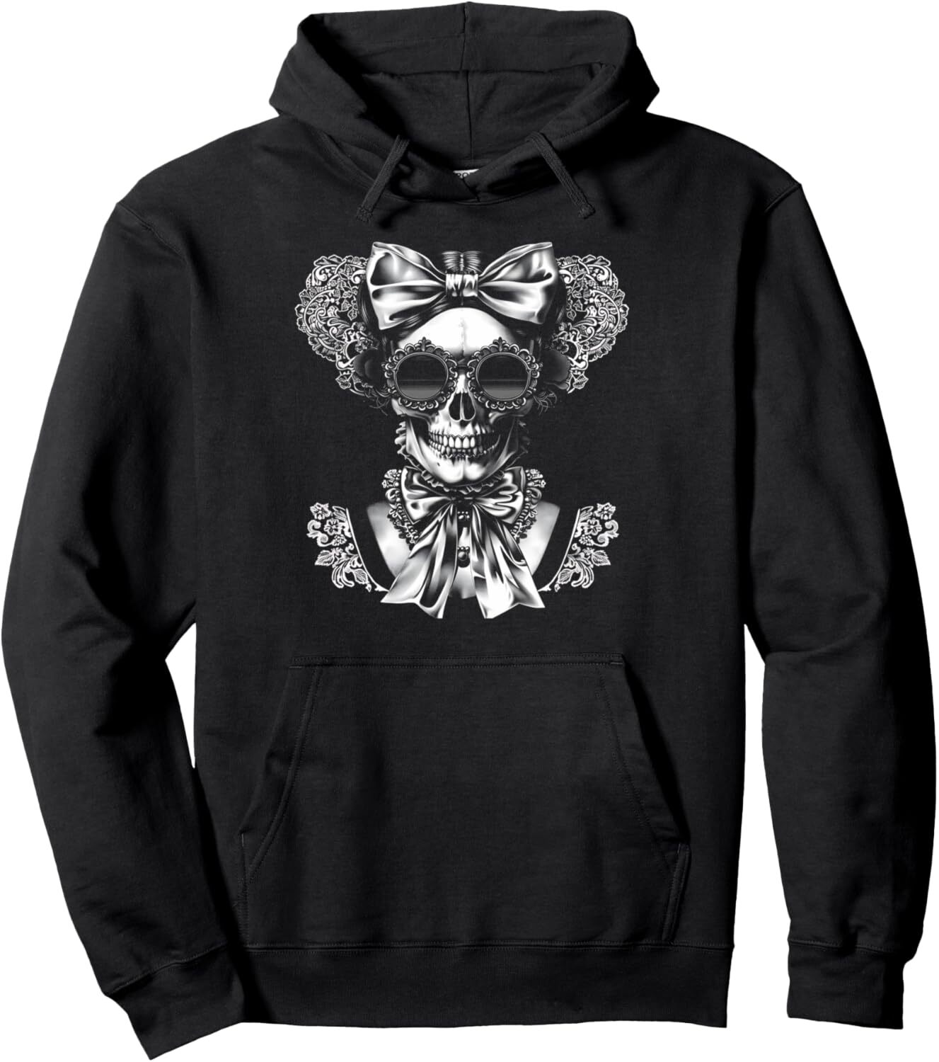 Hoodie for Mens Womens Skull Fashionista Spooky Cute Skull with Sunglasses Design Pullover Hoodie Graphic Hoodies sweatshirt Pullover Long Sleeve