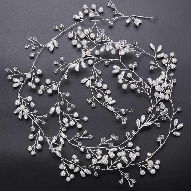 2020 Wedding Hair Accessories Crystal Pearl Headband tiara Flower Headpiece Hair Vine Women Hair Jewelry Bridal Hair AccessoriesX240913