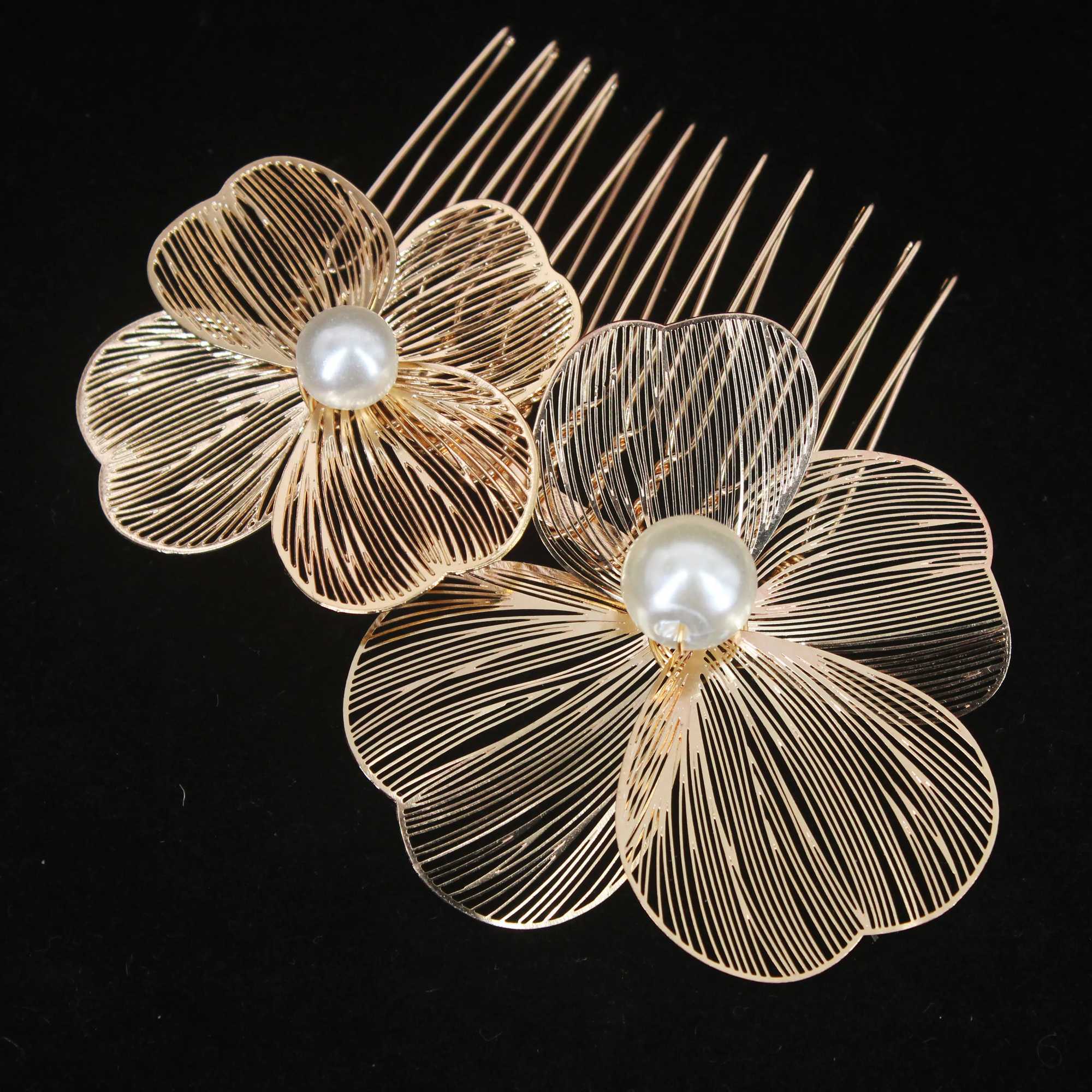 2PCS Bridal Headdress Handmade Flower Pearl Hair Comb Pins Wedding Styling Jewelry Fashion Insert Comb Hair Accessories GiftsX240913