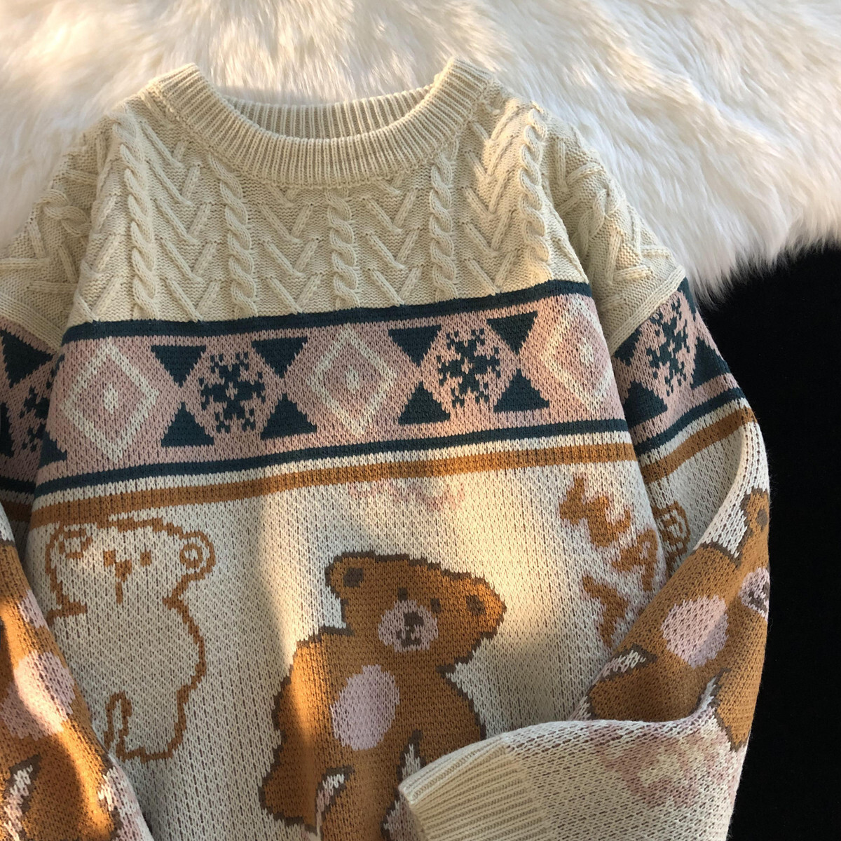 Men Sweaters Hong Kong style China-Chic sweater lovers fall and winter loose Korean style outer wear soft waxy thick coat Mens crew neck sweater