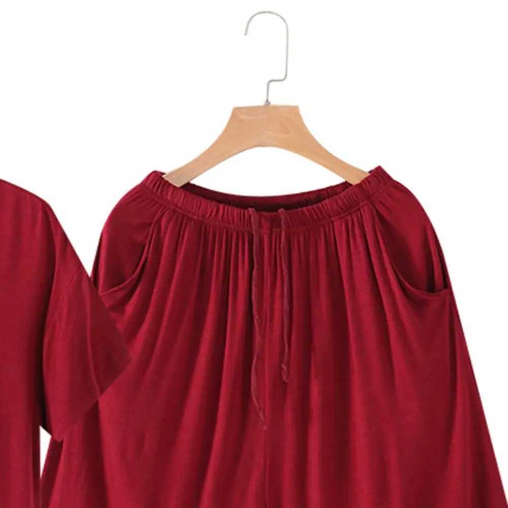 Summer Men Loungewear Breathable Viscose Solid Color Short Sleeve Men Sleepwear With Pocket Loose Elastic Male Shorts Pajamas Y240913