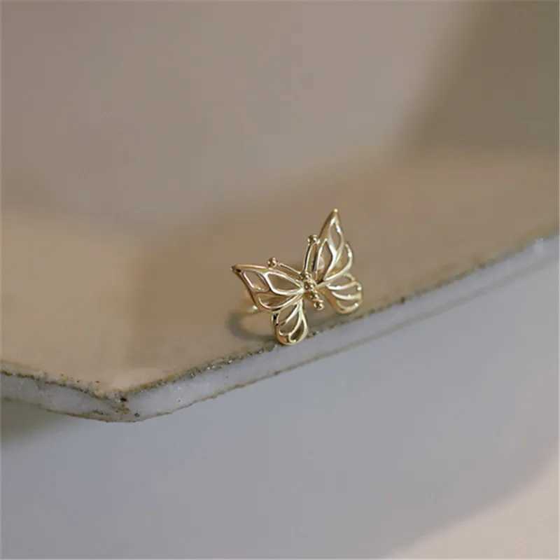 S925 Sterling Silver Plated 14K Gold Ear Bone Clip No Pierced Ears Korean Sweet Temperament Butterfly Earrings for Women JewelryX240913