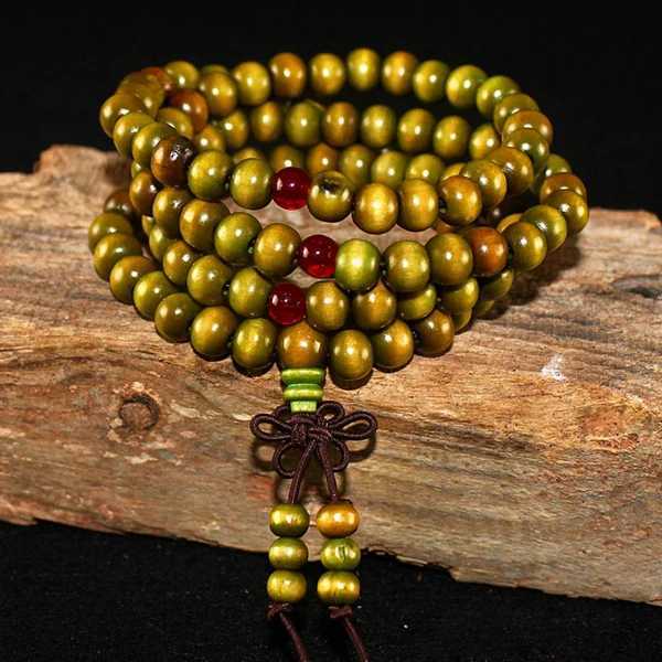 108 beads 8mm natural sandalwood Buddhist meditation bead bracelet mens prayer bead rose pendant decoration W240913