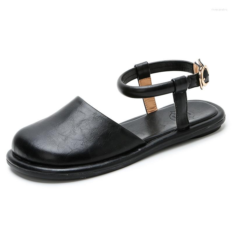 Sandals On Behalf Of The Hair Small Group Bung Head Back Empty Flat Mori Female Style Round With Soft Soled