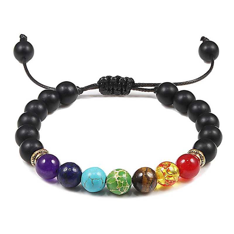 7 Chakra Beads Natural Lava Tiger Eye Stone Bracelet Suitable for Womens Treatment Balance Treatment Bracelet Jewelry Prayer Adjustable W240913