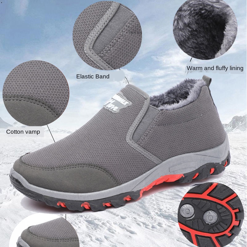 Winter Cloth Men's Fleece Warm Leisure for the Old Non-Slip Wear-Resistant Soft Bottom Dad Cotton Shoes cc56