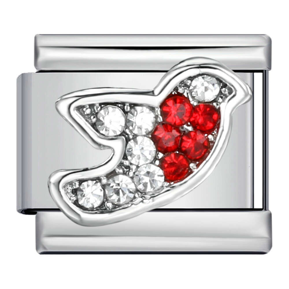 New Dia Inlaid Titanium Steel Welding Enamel DIY Module Italian Charm Bracelet Italian Charm Links Stainless Steel Fit 9mm Bracelet Jewelry DIY Making