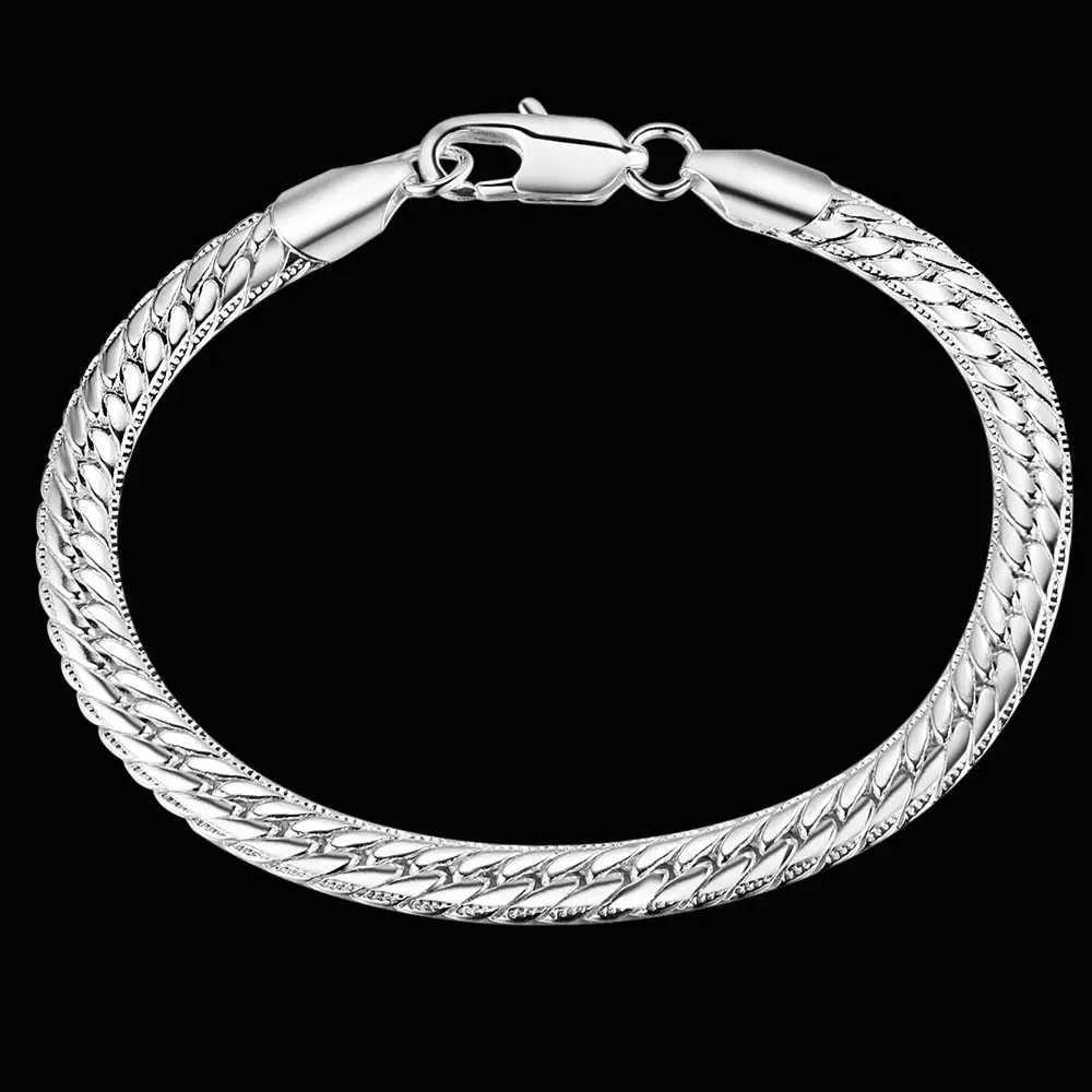 925 Sterling Silver Bracelet 5MM Braided Pattern For Women Men Fashion Chain Wedding Party Engagement Jewelry GiftX240913