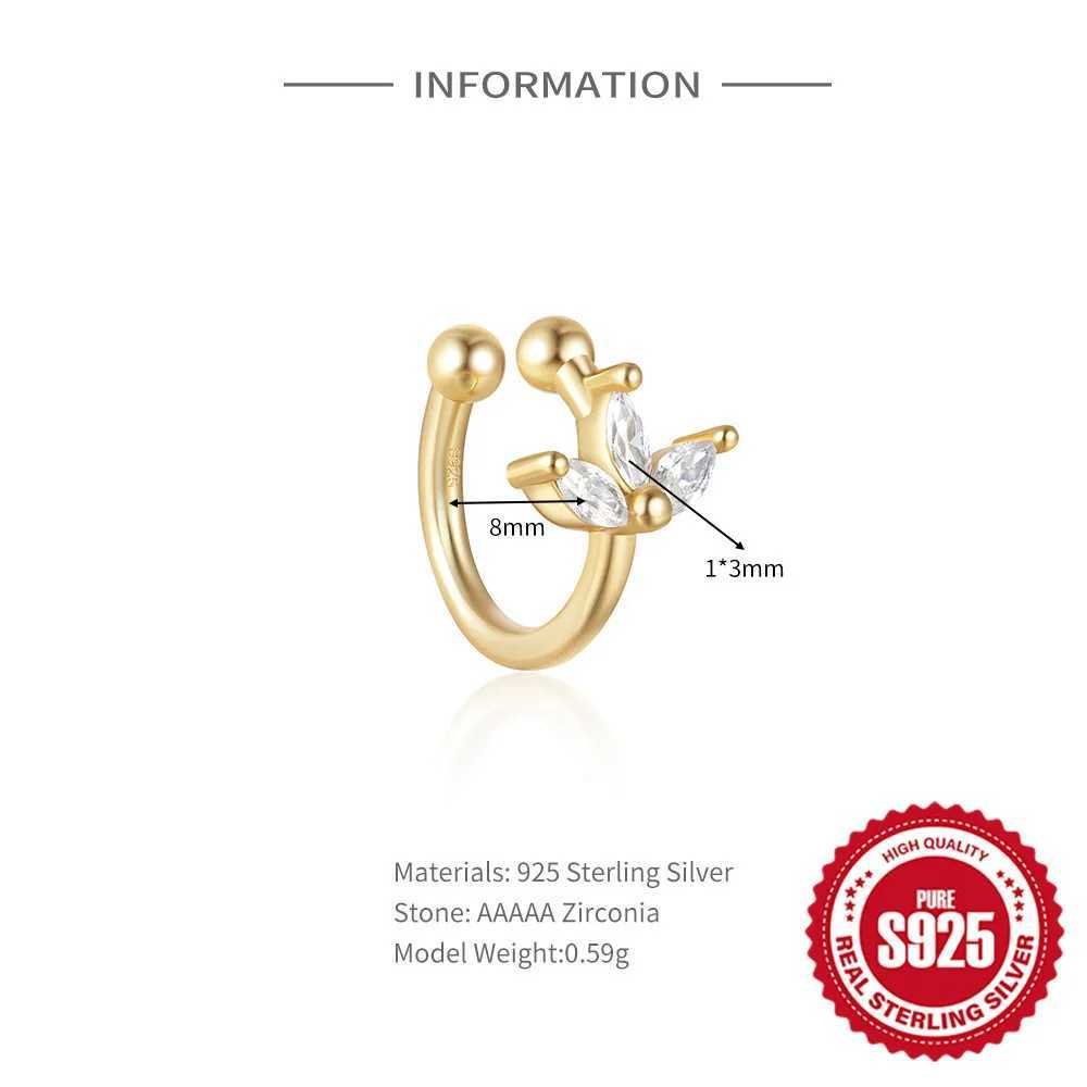 CANNER Exquisite Three Petal Cubic Zircon Earless Hole Piercing Ear Bone Clip Gold Color Copper Earrings For Women JewelryX240913