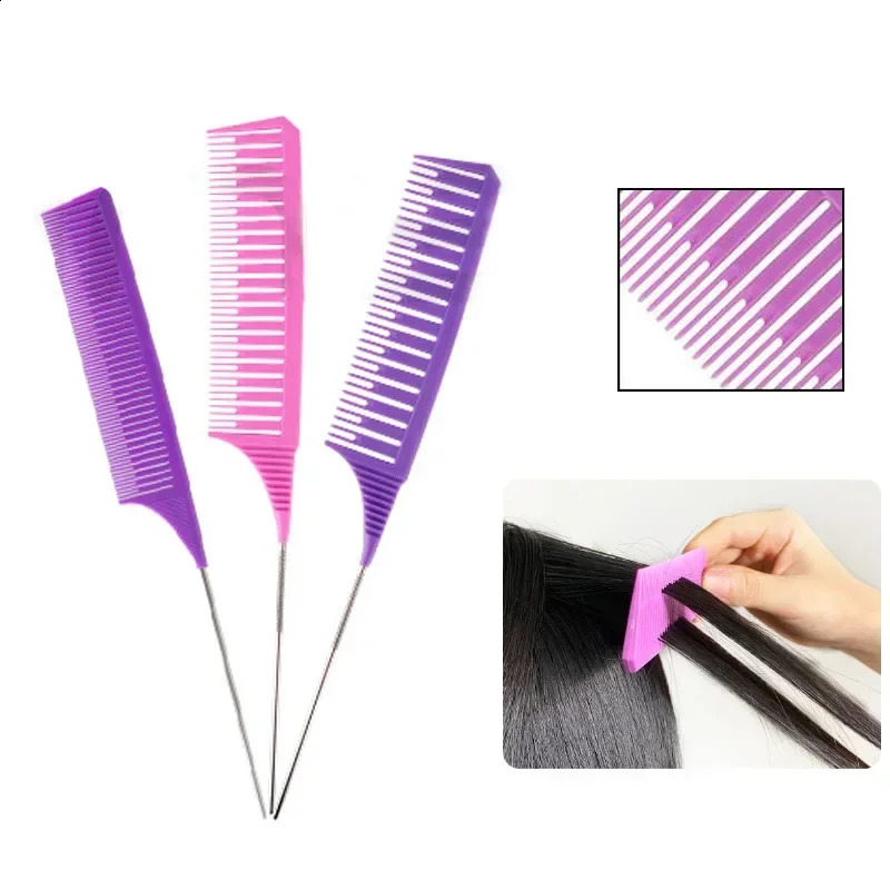 3pcs Hairbrush Hair Styling Combs Tailed Comb Set Coloring Dyeing Salon Tool Sectioning Highlighting Weaving Cutting 240911