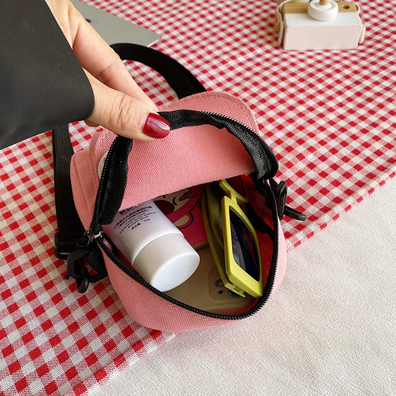 Womens bag mini canvas bag Trendy Instagram Korean version phone bag cute student cross body bag 240912