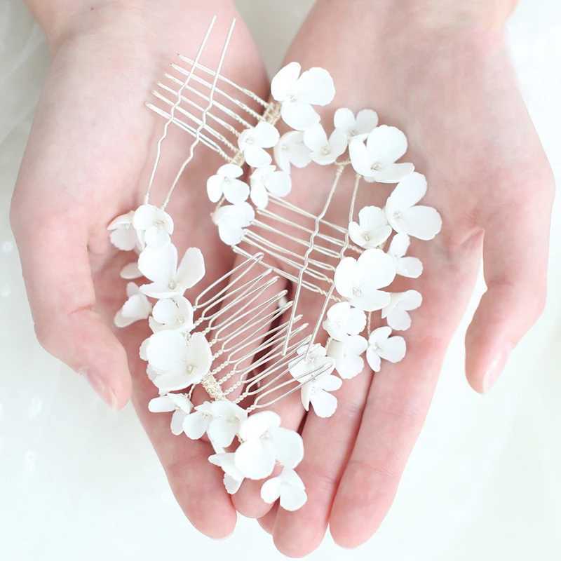Handmade High Quality Ceramic Flower Hair Combs Hair Accessories for Women Brides Wedding Tiara on The Head Ornaments HairpinsX240913