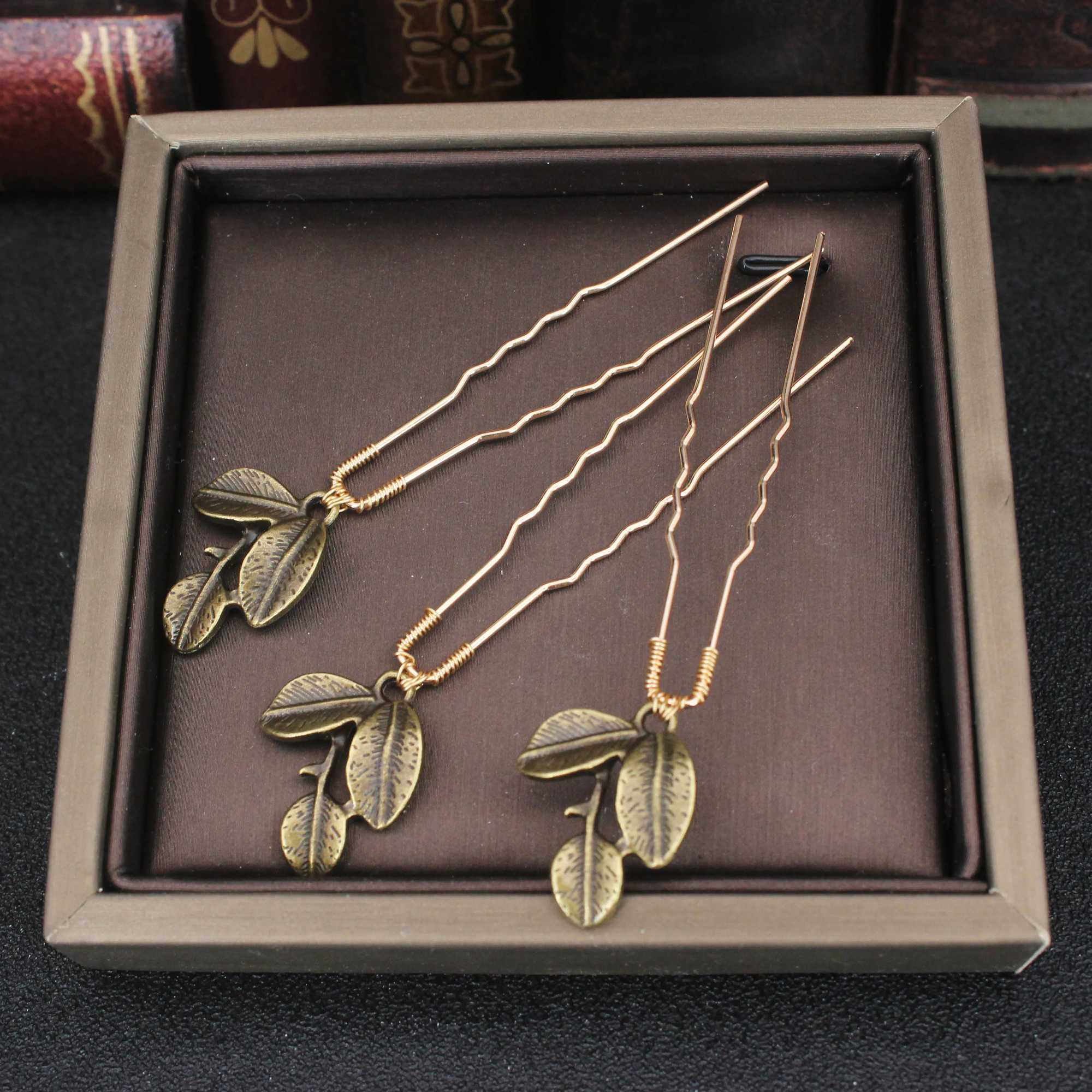 Women U-shaped Pin Metal Barrette Clip Hairpins Gold Color Leaf Bridal Hair Jewelry Accessory DIY Wedding Hairstyle Design ToolsX240913