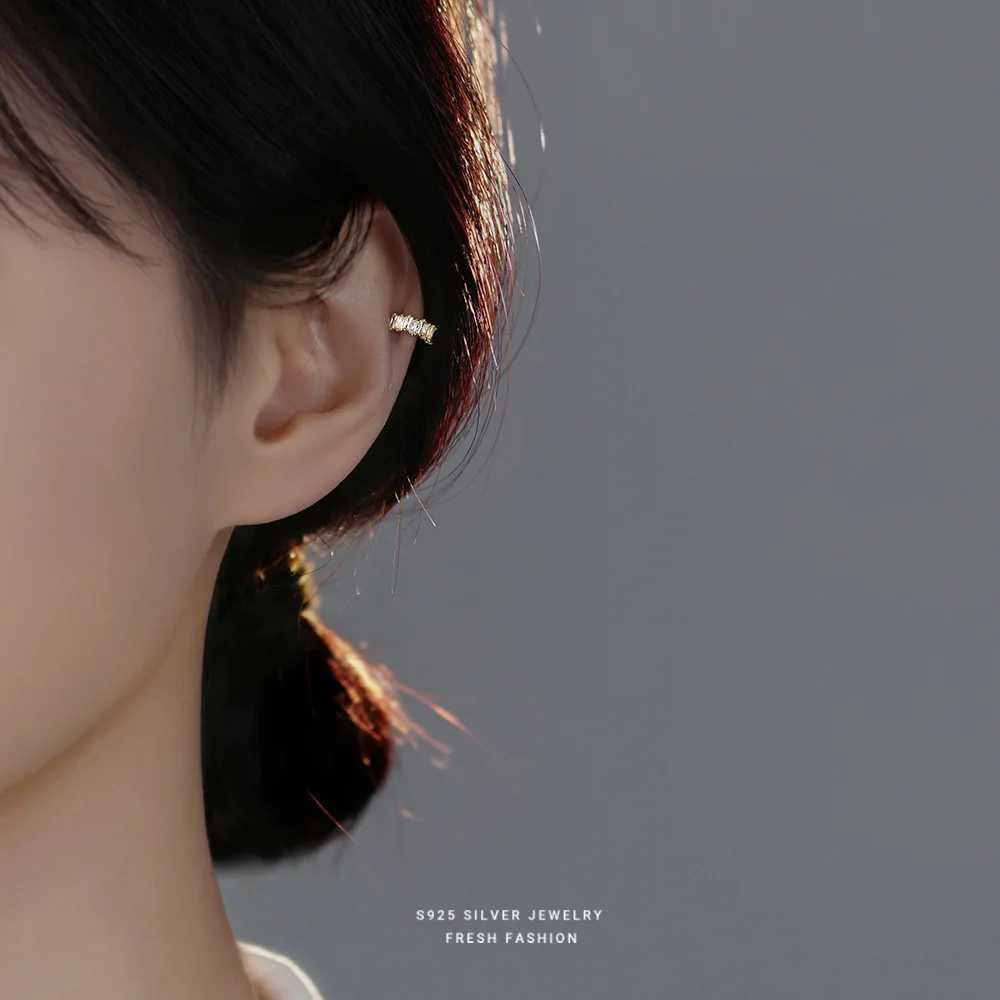 Girls Real 925 Sterling Silver French Square Zircon No Ear Piercing Earrings Gift for Women Girls Party Fine Jewelry GiftX240913