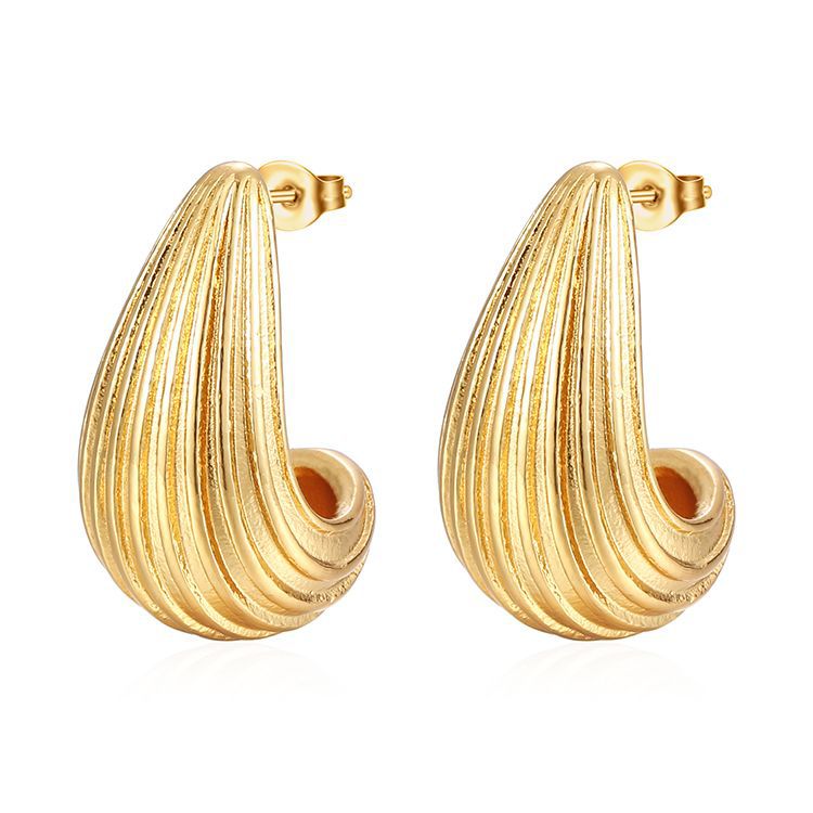 18k Gold Woman Water Drop Stud Earrings Chunky Charm Shiny Hollow Designer Jewelry Tarnish Free Stainless Steel Gold Earring Girls Gift Fashion Luxury