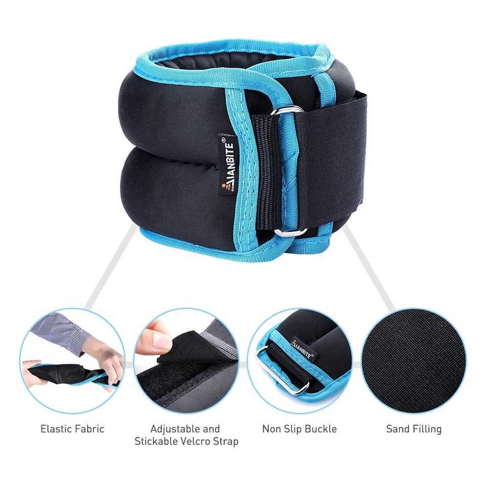 1 pair 1kg Adjustable Wrist Ankle Weights Straps Fitness Ankle Weights Sandbag for Running Crossfit Yoga Training Foot Cuffs Y240913
