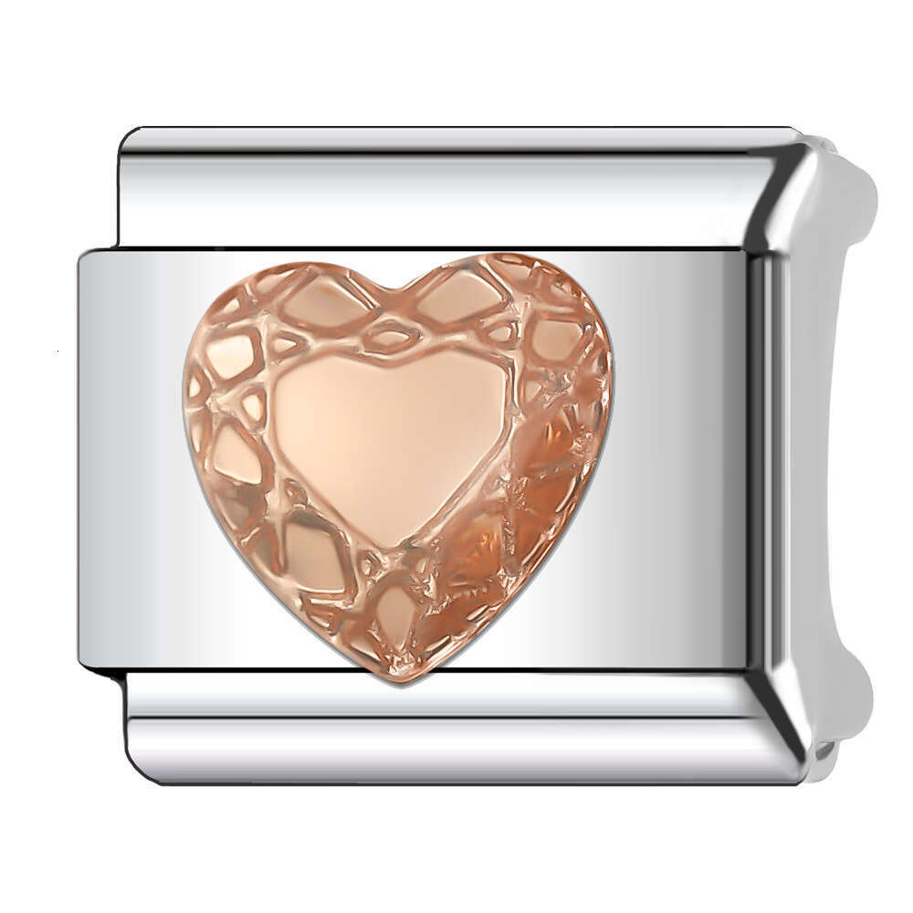 2024 New Women's Gift Cute Heart Diamonds Italian Charms Links Beads Fit 9Mm Stainless Steel Bracelet DIY Making Jewelry