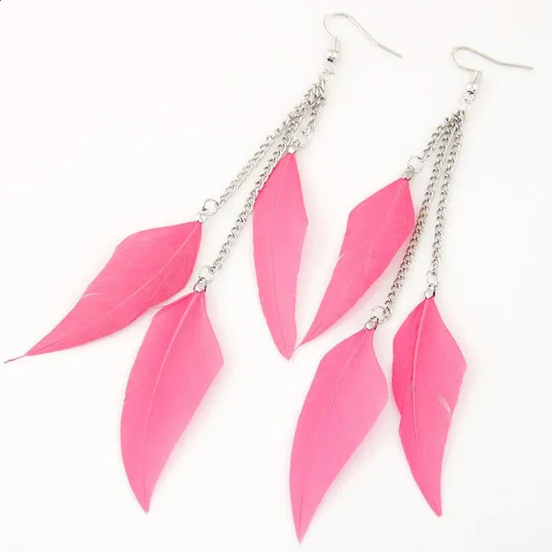 Feather Tassel Long Drop Earrings Female Fashion Boho Big Dangle Wedding Party Ear Ring Jewelry Gifts Beach Hanging 240906
