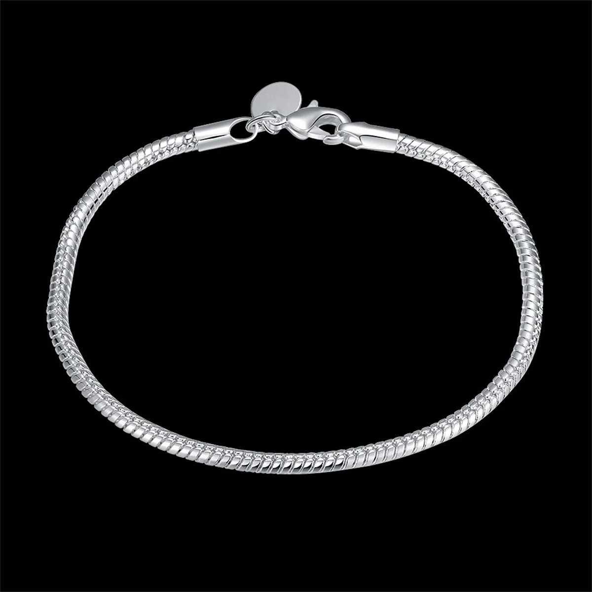 Fashionable 925 Sterling Silver Bracelet 3MM Snake Chain DIY Bracelet for Women Engagement Jewelry GiftX240913