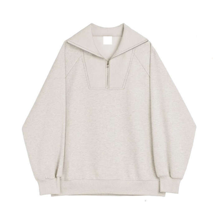 Back collar, fully matte imitation cotton, Huamian composite milk silk, 320g large lapel, half zipper, trendy brand light plate hoodie