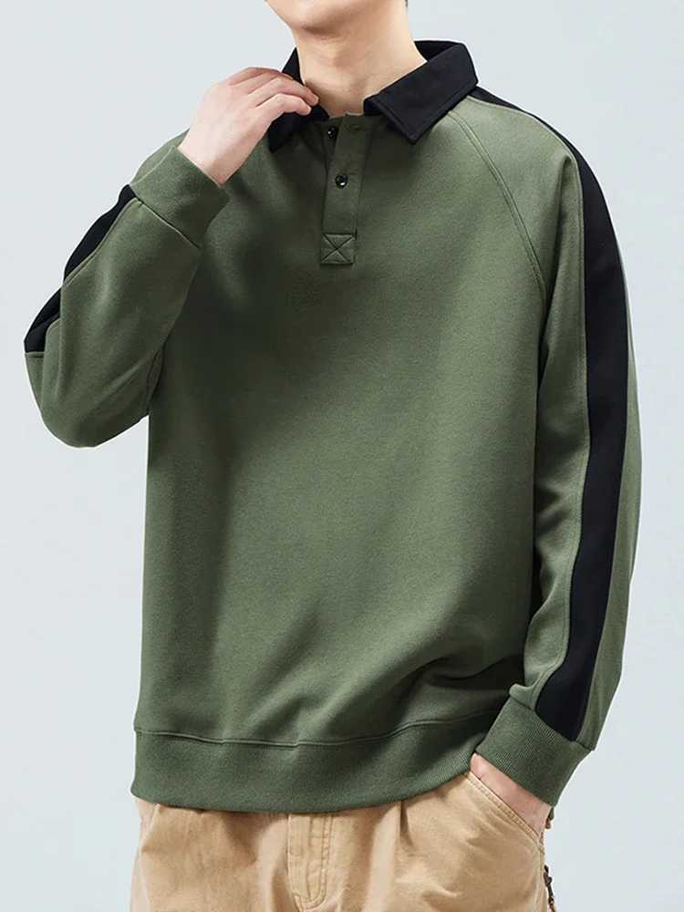 South Korean polo shirt mens autumn sweater with lapel collar mens long sleeved lapel casual shirt ultra-thin fit 2024 new item W240913