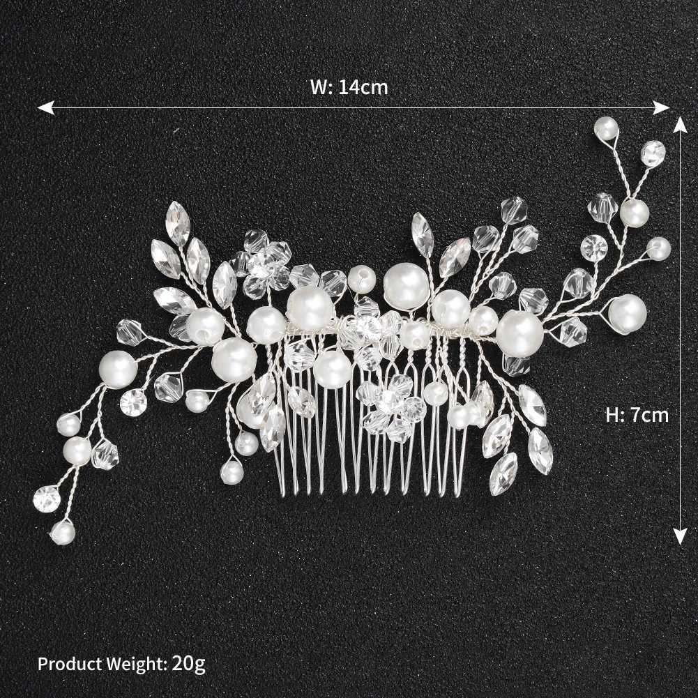 efily Popular New Pearl Hair Comb Handmade Beaded Crystal Headpiece Bridal Wedding Hair Accessories Headdresses For GirlFriendX240913