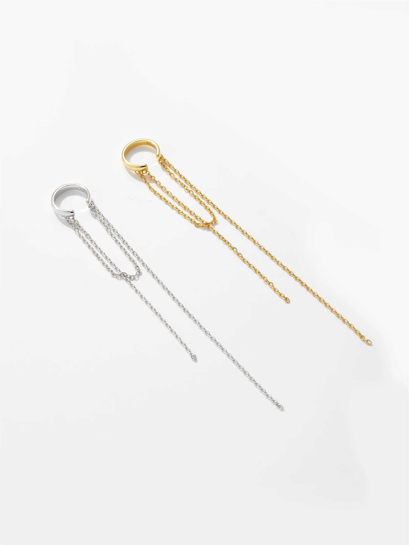 DPLAOPA 925 Sterling Silver Long Single Chain Earcuff Cuff No Piercing Clips 2024 Women Trend Fine Luxury Jewelry GiftX240913