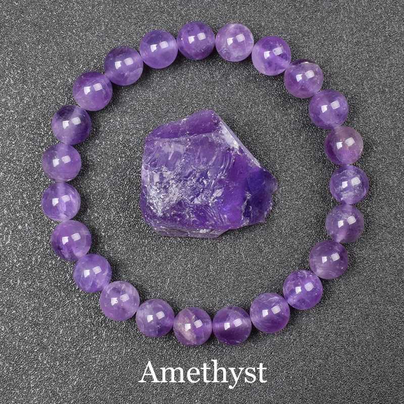 Natural Amethyst Bracelet High Quality Natural Stone Bead Bracelet Womens Genuine Primitive Amethyst Spirit Crystal Quartz Jewelry W240913