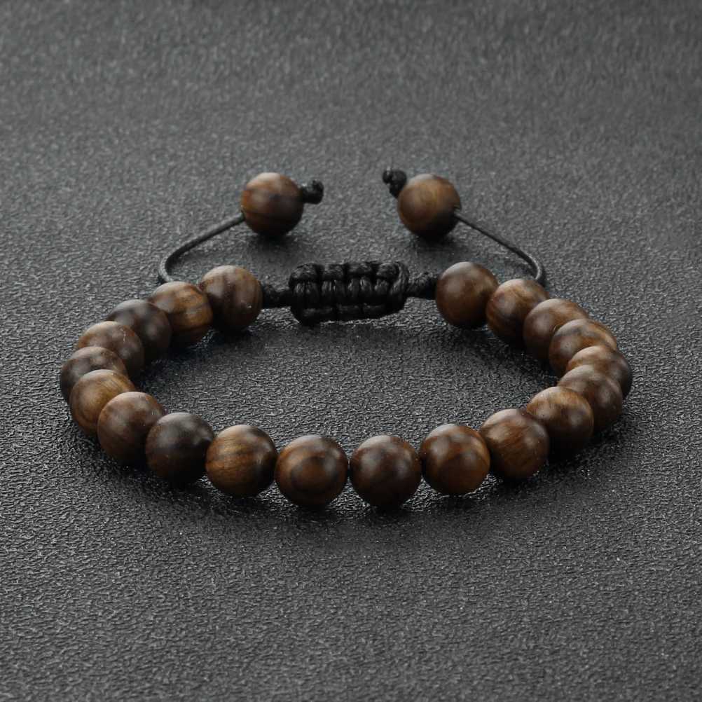 6/8/10mm Buddhist Handmade Wooden Bead Weaving Prayer Bracelet Black Redwood Round Bracelet Womens Jewelry Meditation W240913