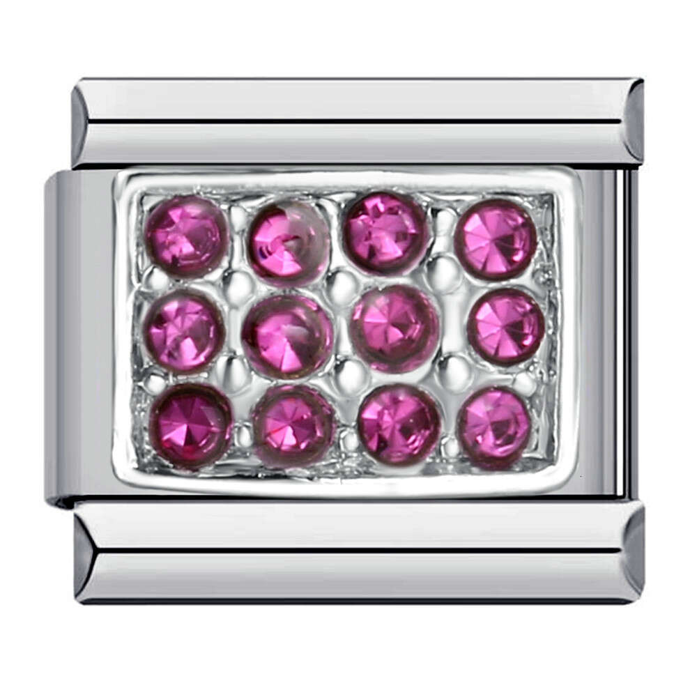 Dia Studded Square Stainless Steel DIY Module Bracelet Italian Charm Bracelet Italian Charm Links Stainless Steel Fit 9Mm Bracelet Jewelry DIY Making 