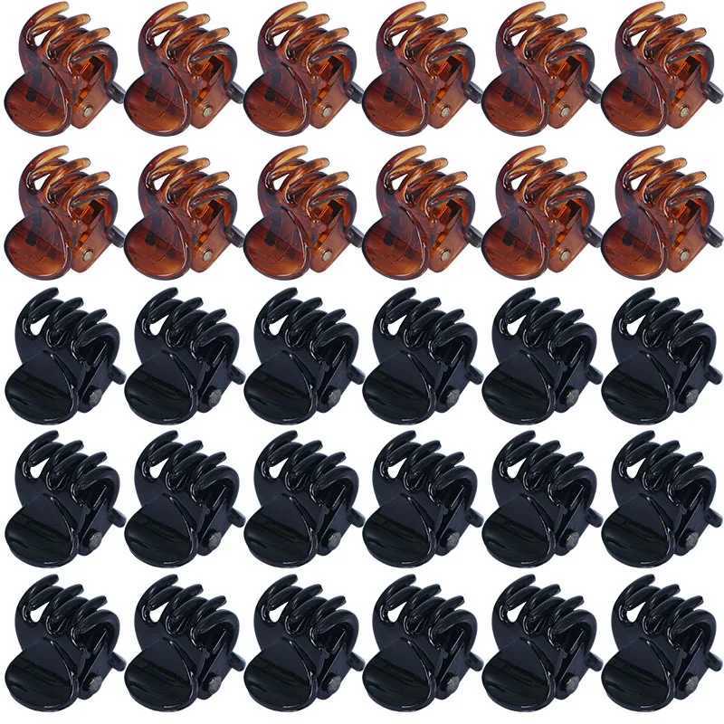10-20Pcs Hair Claw Clips for Women Girls 1cm 1.5cm Black Brown Transparent Plastic Clamp for Ladies Headwear Hair AccessoriesX240912