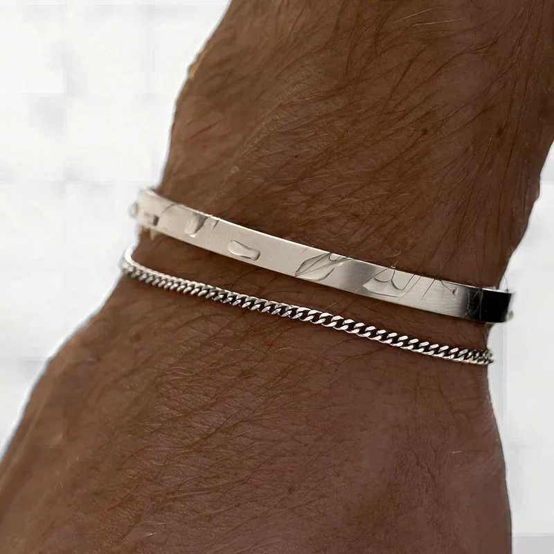 Stainless Steel Punk Men Bracelet Bangle Water Proof 14k Gold Plated Fashion Cuban Link Chain Bracelets Daily Wear JewelryX240913