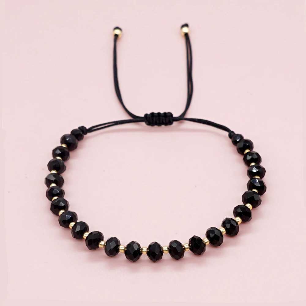 Go2Boho Fashion Jewelry Adjustable Shoulder Strap Bracelet Gold Seed Bead Black Crystal Bracelet Womens Accessories Jewelry W240913