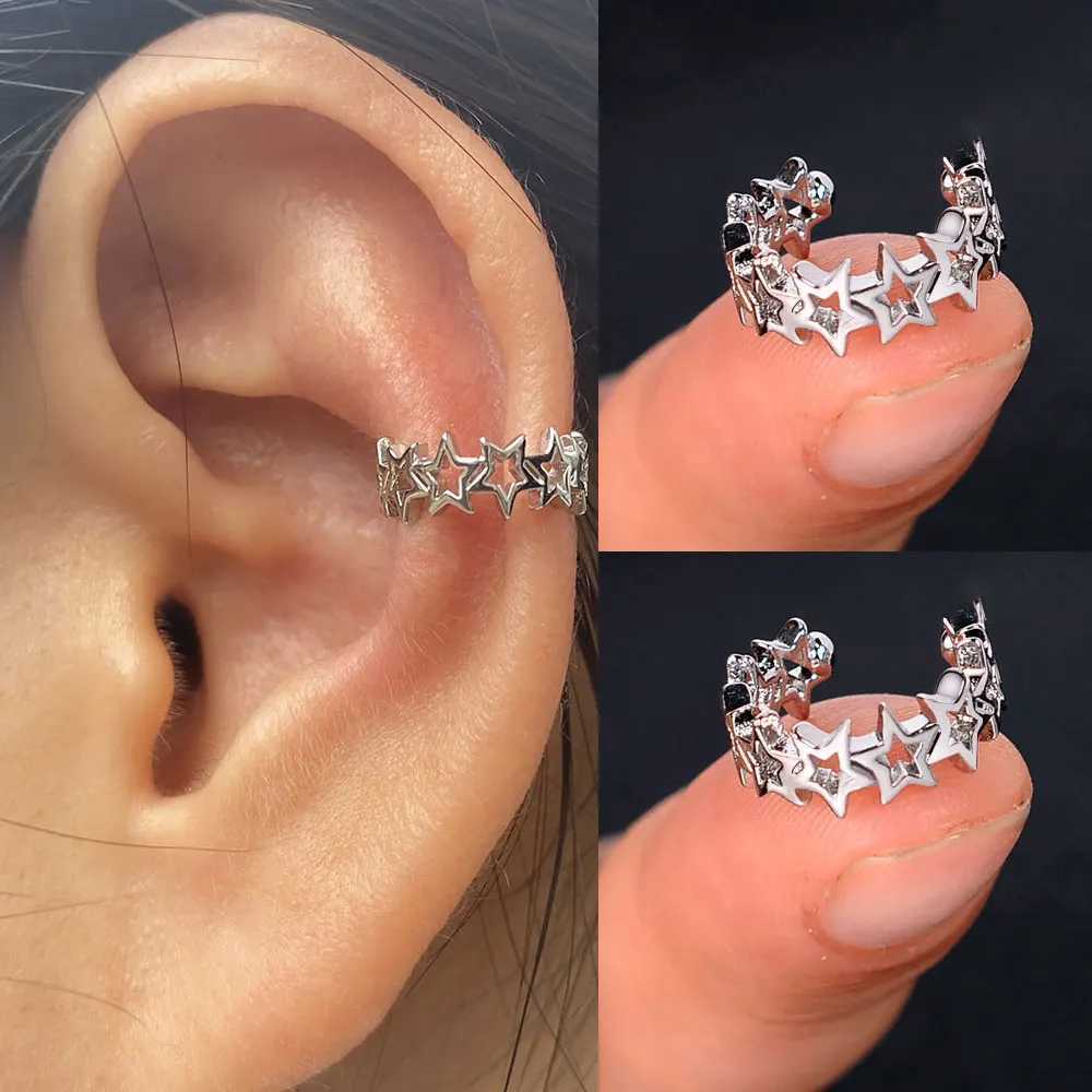 Hot Sale Metal Statement Clip on Earrings Without Piercing Cartilage Earrings Women Fashion Star Geometry Ear Cuff Party JewelryX240913